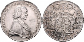 Sigismund Christoph Graf Schrattenbach 1753 - 1771
 1/2 Taler 1757 Typ 1, Brustbild Schrattenbachs mit Allongeperücke, Pileolus und Pectorale in der ...