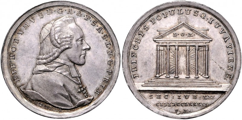 Hieronymus Graf Colloredo 1772 - 1803
 Schaumünze 1782 Typ 2, Das Brustbild Col...