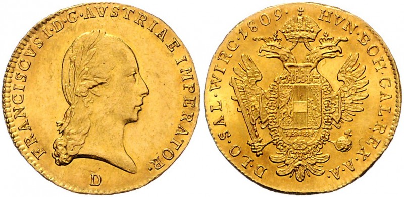 Kaiser Franz II. (I). 1806 - 1809 und ab 22. April 1816
 Dukat 1809 Typ 2, Belo...