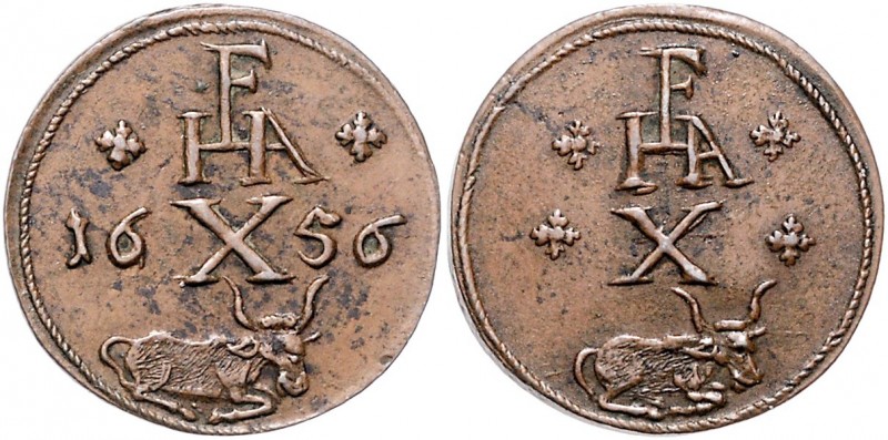 Salzburger Wahrzeichengeld
 10 Kreuzer 1656 Fleisch, Pr 2668. 3,82g. HZ3547 vz