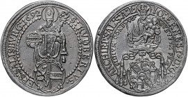 Zeitgenössische Beischläge, Koppenwallner Prägungen (A.K.), Sammleranfertigungen und Falsifikate / J
 GUSS - Taler 1691 Typ, Hüftbild der Madonna, im...