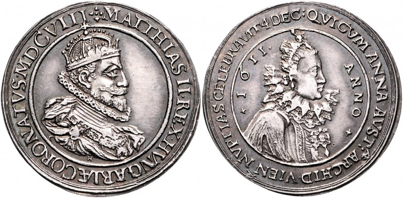 Matthias II. 1612 - 1619
 Ag Medaille 1611 auf die ungarische Krönung und die H...