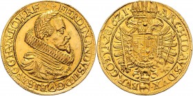 Ferdinand II. als Kaiser 1619 - 1637
 10 Dukaten 1621 Münzmeister Matthias Fellner. Geharnischte Büste mit Lorbeerkranz und Vlieskette r. FERDINANDVS...