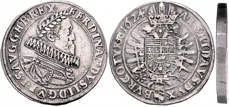 Ferdinand II. als Kaiser 1619 - 1637
 2 Taler 1624 Belorbeertes Brustbild mit M...
