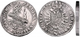 Ferdinand II. als Kaiser 1619 - 1637
 2 Taler 1624 Belorbeertes Brustbild mit Mühlsteinkragen nach rechts // Doppeladler mit vielfeldrigem Wappen. . ...