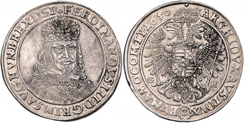 Ferdinand III. 1637 - 1657
 1/2 Taler 1650 G-H Gekröntes und geharnischtes Brus...