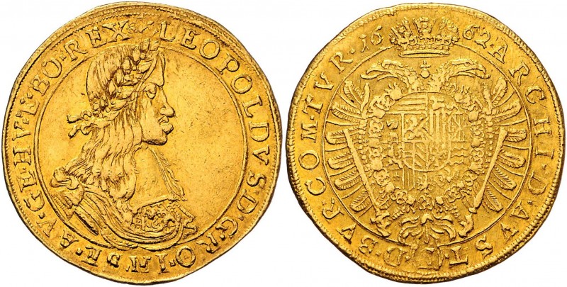Leopold I. 1657 - 1705
 5 Dukaten 1662 Geharnischtes Brustbild rechts mit Lorbe...
