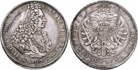 Karl VI. 1712 - 1740
 Taler 1712 Brustbild rechts // Doppeladler mit herzförmigem Wappen von Siebenbürgen auf der Brust, Laubrand. Siebenbürgen. 28,7...