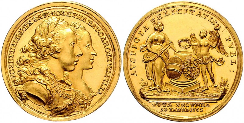 Maria Theresia 1740 - 1780
 Goldmedaille zu 3 Dukaten 1765 auf die Hochzeit Jos...