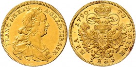 Franz I. Stephan 1745 - 1765
 Dukat 1750 Brustbild rechts // gekrönter Doppeladler mit gekröntem Brutschild: Lothringen-Toskana; Msz. G-R unter den F...