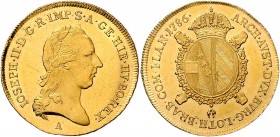 Joseph II. als Alleinregent 1780 - 1790
 2 Souverain d´or 1786 A Brustbild rechts, darunter Msz. A // gekrönter zweifeldiger Wappenschild. Wien. 11,1...