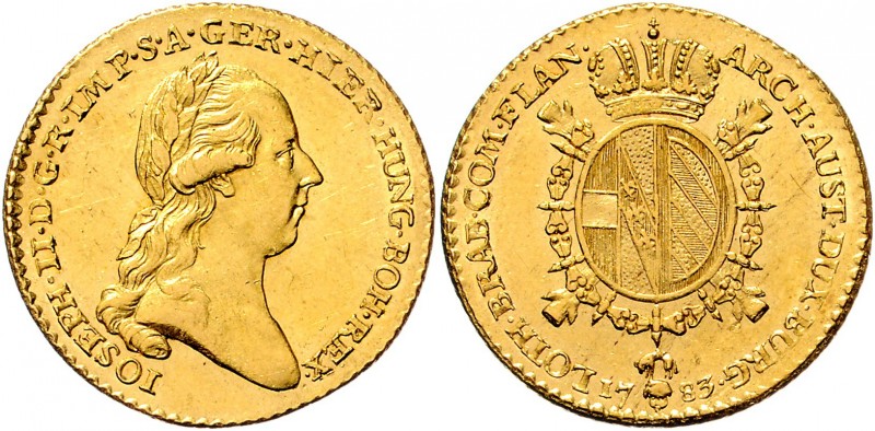 Joseph II. als Alleinregent 1780 - 1790
 2 Souverain d´or 1783 Brustbild rechts...