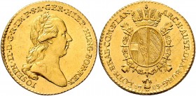 Joseph II. als Alleinregent 1780 - 1790
 2 Souverain d´or 1783 Brustbild rechts, kein Mmz. // gekrönter zweifeldiger Wappenschild, darunter Msz. (Eng...