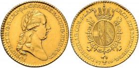 Joseph II. als Alleinregent 1780 - 1790
 2 Souverain d´or 1786 Brustbild rechts, kein Mmz. // gekrönter zweifeldiger Wappenschild, darunter Msz. (Eng...