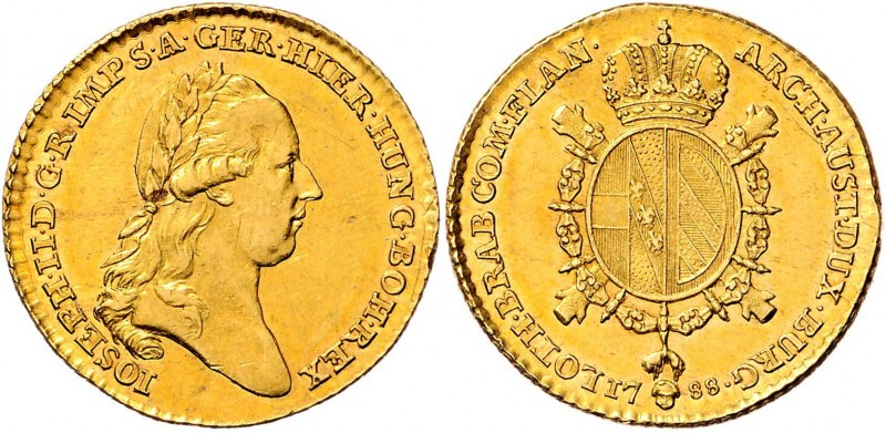 Joseph II. als Alleinregent 1780 - 1790
 2 Souverain d´or 1788 Brustbild rechts...