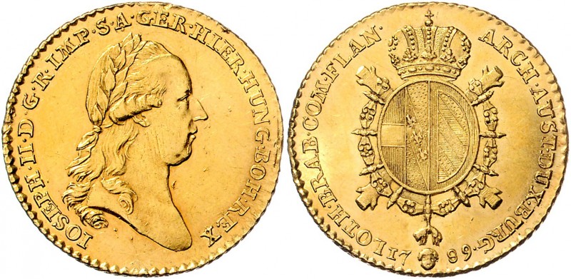 Joseph II. als Alleinregent 1780 - 1790
 2 Souverain d´or 1789 Brustbild rechts...