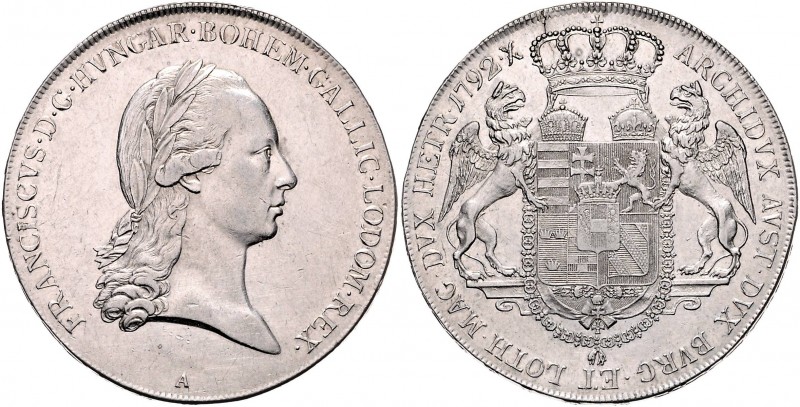 Franz II. 1792 - 1806
 Königstaler 1792 A Büste r. mit Lorbeerkranz // Zwei Gre...