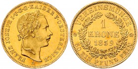 Franz Joseph I. 1848 - 1916
 1 Vereinskrone 1859 A FRANZ JOSEPH I.V.G.G.KAISER V.OESTERREICH, Kopf rechts, Msz. // VEREINSMÜNZE - 50 PFUND FEIN, Wwer...