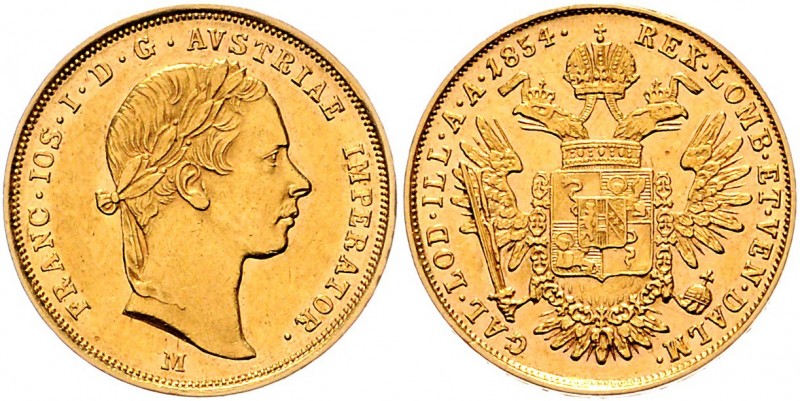 Franz Joseph I. 1848 - 1916
 1/2 Sovrano 1854 M FRANC.IOS.I.D.G.AVSTRIAE IMPERA...