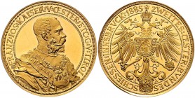 Franz Joseph I. 1848 - 1916
 4 Dukaten 1885 von Anton Scharff in Wien, auf das zweite Österreichische Bundesschiessen in Innsbruck. Büste Kaiser Fran...