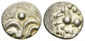 Vindelici AR Quinarius, "Büschelquinar" type 

Celtic Germany, Vindelici. AR Quinarius (12-13 mm, 1.80 g), 2nd-1st century BC. "Büschelquinar" type....