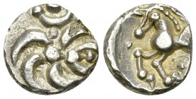 Vindelici AR Quinarius, "Büschelquinar" type 

Celtic Germany, Vindelici. AR Quinarius (12 mm, 1.94 g), 2nd-1st century BC. "Büschelquinar" type.
O...