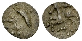 Vindelici AR fraction, 150-50 BC 

Celtic Germany, Vindelici. AR fraction ("Kleinsilber") (8-9 mm, 0.45 g), 150-50 BC. "Manching M 2" Type. 
Obv. C...