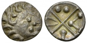 Vindelici AR Quinarius, "Schönaich" type 

Celtic Germany, Vindelici. AR Quinarius (13 mm, 1.69 g), early-mid 1st century BC, "Schönaich" type.
Obv...
