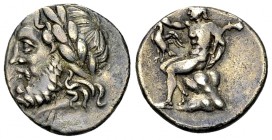 Megalopolis AR Triobol, 175-168 BC 

Arcadia, Megalopolis. AR Triobol (15 mm, 2.41 g), 175-168 BC.
Obv:.Laureate head of Zeus to left.
Rev. Pan se...