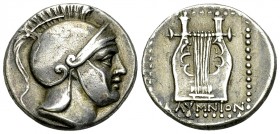 Kalymna AR Didrachm, c. 260/250-205 BC 

Islands off Caria, Kalymna. AR Didrachm (18-19 mm, 6.54 g), c. 260/50-205 BC.
Obv. Male head to right, wea...