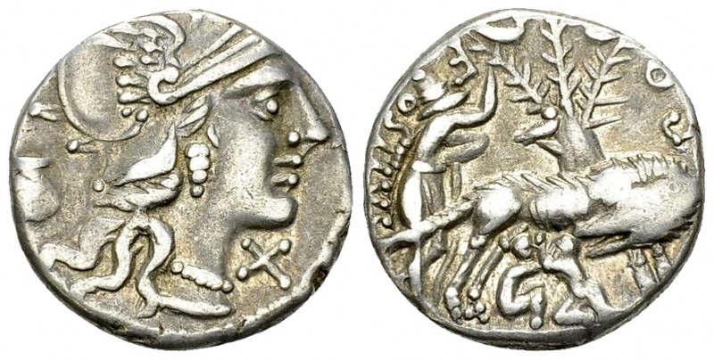 Sextus Pompeius Fostlus AR Denarius, c. 137 BC 

Sextus Pompeius Fostlus. AR D...