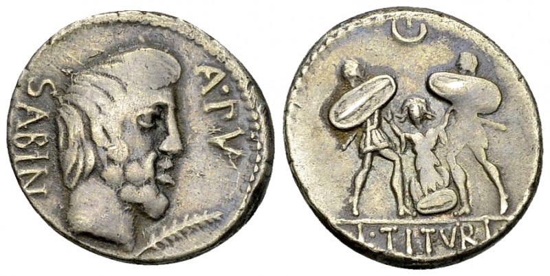 L. Titurius L. f. Sabinus AR Denarius, 89 BC 

L. Titurius L. f. Sabinus. AR D...