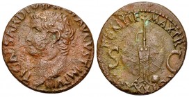 Tiberius AE As, rudder and globe reverse 

Tiberius (14-37 AD). AE As (25-27 mm, 10.02 g), Rome, 35/36.
 Obv. TI CAESAR DIVI AVG F AVGVST IMP VIII,...