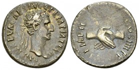 Nerva AR Denarius, Clasped hands reverse 

Nerva (96-98 AD). AR Denarius (18 mm, 2.91 g), Rome, 98.
Obv. IMP NERVA CAES AVG GERM P M TR P II, Laure...
