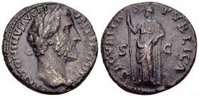 Antoninus Pius AE As, Securitas reverse 

Antoninus Pius (138-161 AD). AE As (25 mm, 12.63 g), Rome, AD 145-161.
Obv. ANTONINVS AVG PIVS TR P COS I...