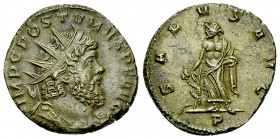 Aureolus Antoninianus, Asculapius reverse 

Aureolus (268 AD). In the name of Postumus. AE Antoninianus (18-19 mm, 3.34 g), Mediolanum.
Obv. IMP C ...