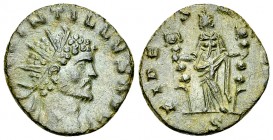 Quintillus AE Antoninianus, Fides reverse 

Quintillus (270 AD). AE Antoninianus (16-17 mm, 2.70 g), Mediolanum.
Obv. IMP QVINTILLVS AVG, Radiate, ...