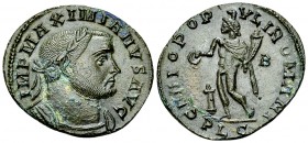 Maximianus Herculius AE Nummus, Lugdunum 

Maximianus Herculius (286-305 AD). AE Nummus (24-27 mm, 7.07 g), Lugdunum, c. 301-303 AD.
Obv. IMP MAXIM...