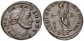 Galerius AE Nummus, Genius reverse 

Galerius as Caesar (293-305 AD). AE nummus (27-28 mm, 10.10 g), Lugdunum, c. 301-303 AD.
Obv. MAXIMIANVS NOB C...