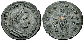 Constantine I AE Nummus, Lugdunum 

Constantine I 'the Great' (306-337 AD). AE Nummus (25-26 mm, 6.92 g), Lugdunum, 308/9 AD.
Obv. IMP C CONSTANTIN...