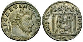 Maxentius AE Nummus, Aquileia 

Maxentius (306-312 AD). AE Follis (25-26 mm, 6.38 g), Aquileia, late Summer 307.
Obv. IMP C MAXENTIVS P F AVG, Laur...