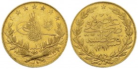 Abdul Hamid II AV 100 Kurush 1293/34 

Ottoman Empire. Abdul Hamid II (1876-1909). AV 100 Kurush 1293/34 (7.19 g).
KM 730.

Extremely fine.