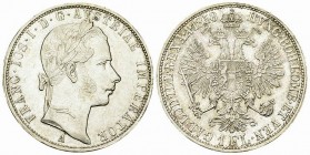 Austria, AR Florin 1858 A 

Austria. Franz Joseph I. (1848-1916). AR Florin 1858 A (29-30 mm, 12.34). 
KM 2219. 

Gutes vorzüglich.