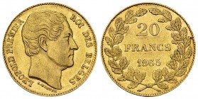 Belgique, AV 20 Francs 1865 

Belgique. Leopold I. AV 20 Francs 1865 (6.44 g).
KM 23.

Jolie TTB.