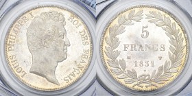 France, AR 5 Francs 1831 MA, Marseille 

France. Louis XVIII (1814-1824). AR 5 Francs 1831 MA, Marseille.
Gad. 676; Dav. 89.

D'une qualité excep...