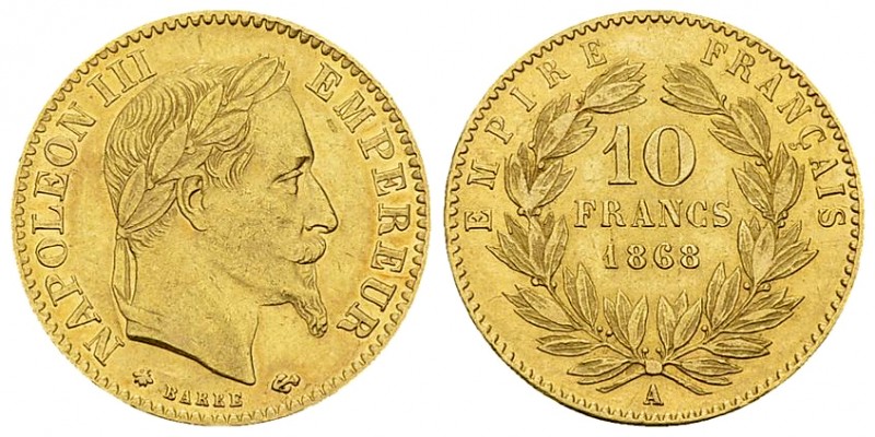 Napoléon III, AV 10 Francs 1868 A, Paris 

France. Napoléon III. AV 10 Francs ...