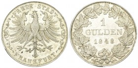 Frankfurt, AR Gulden 1848 

Deutschland. Frankfurt, Stadt. AR 1 Gulden 1848 (30 mm, 10.60 g).
J. 27.

Vorzüglich bis unzirkuliert.