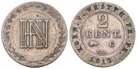 Hieronymus Napoleon, CU 2 Centimes 1812 

Westphalen, Königreich. Hieronymus Napoleon (1807-1813). Cu 2 Centimes 1812 C (22 mm, 2.89 g), Cassel.
AK...