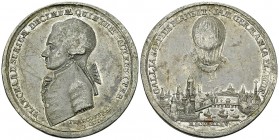 Frankfurt, Zinnmedaille 1785 auf J.-P. Blanchard 

Deutschland. Frankfurt, Stadt. Zinnmedaille 1785 (46 mm, 31.57 g)&nbsp;auf den Ballonaufstiegt vo...