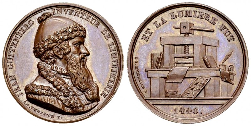 Deutschland, AE Medaille o.J. (1840), Gutenberg 

Deutschland. AE Medaille o.J...